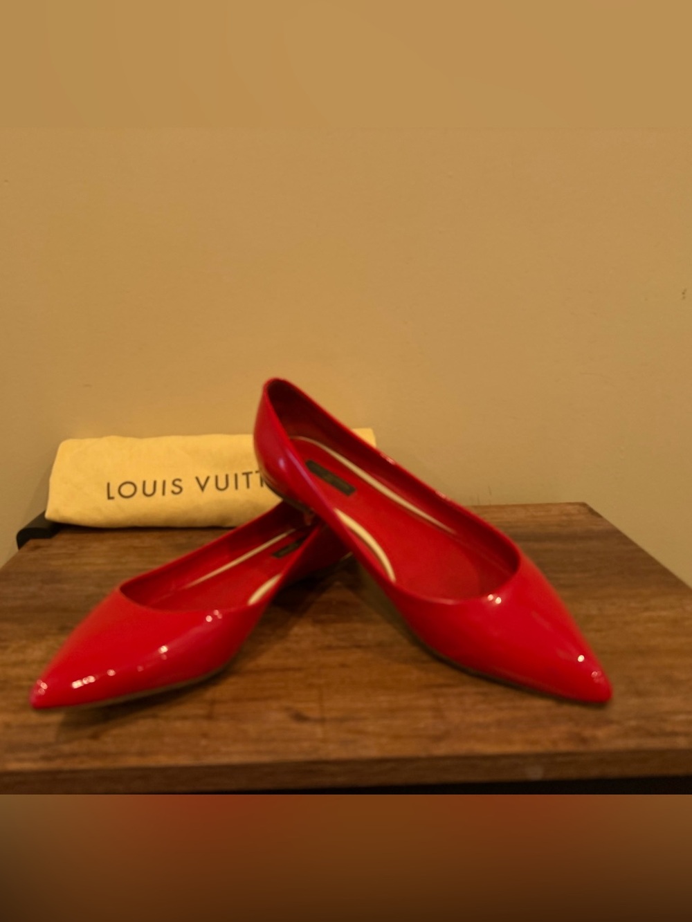 Louis Vuitton Red Patent Pointed-Toe Flats